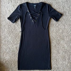 Black Lace Up Dress